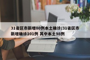 31省区市新增80例本土确诊/31省区市新增确诊101例 其中本土98例